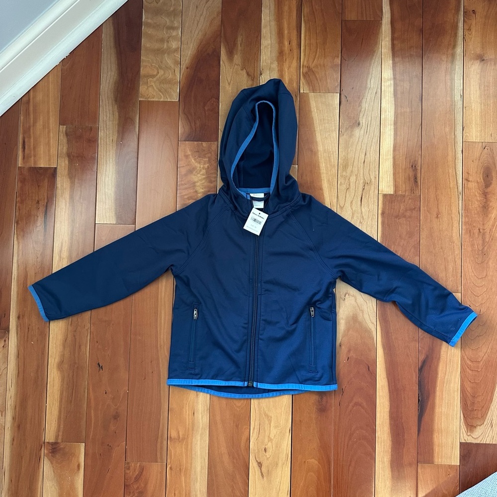 Hannah Andersons Navy Blue Hooded Zip Jacket with Light Blue Trim